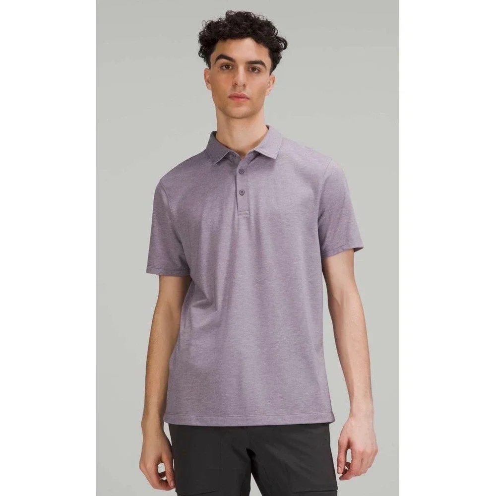 Lululemon Evolution Polo Shirt Mens Large Purple Heathered Short Sleeve Golf
